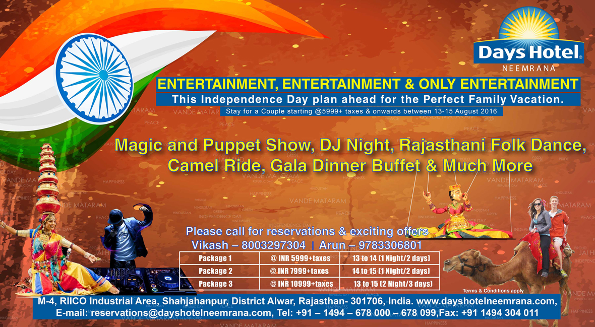 Independence-Day-2016-Hotel-Package-Delhi-days-Hotel-Neemrana